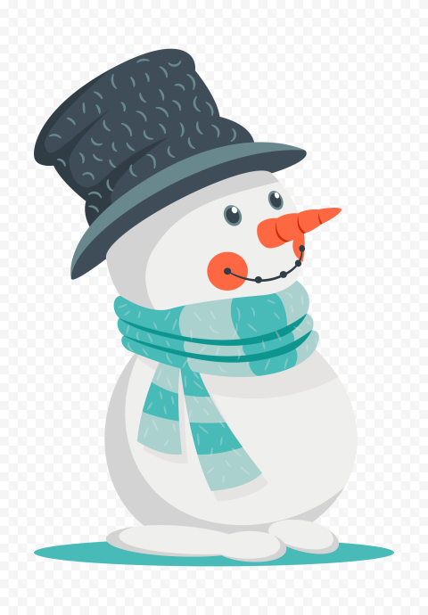 Vector Cartoon Snowman Wearing Hat And Scarf PNG