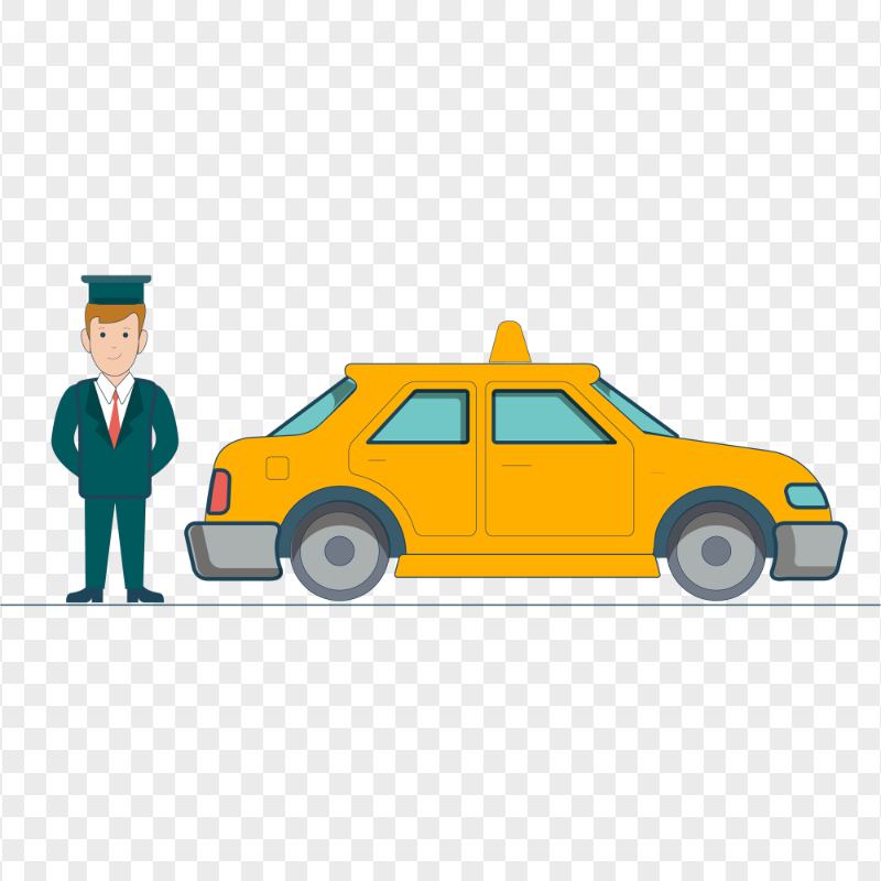 Vector Cartoon Taxi Cab Driver Wearing His Uniform