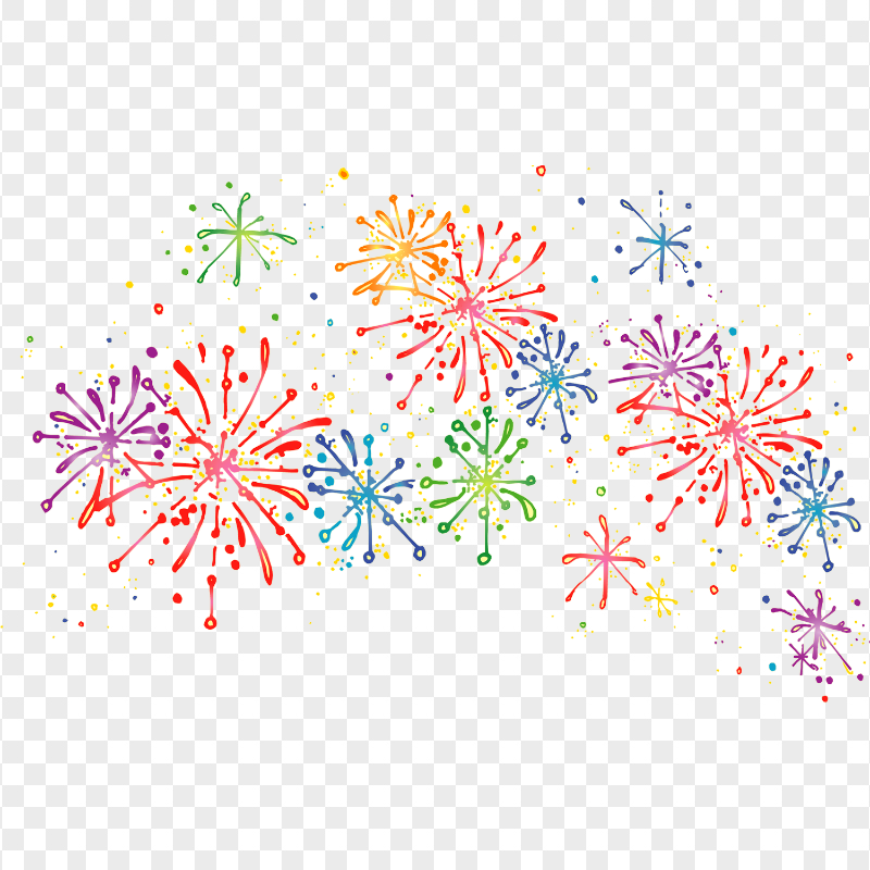 Vector Celebration Multicolor Fireworks PNG