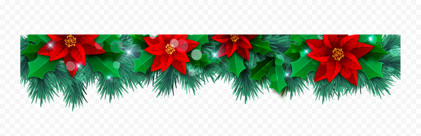 Vector Christmas Decoration Top Border PNG Image