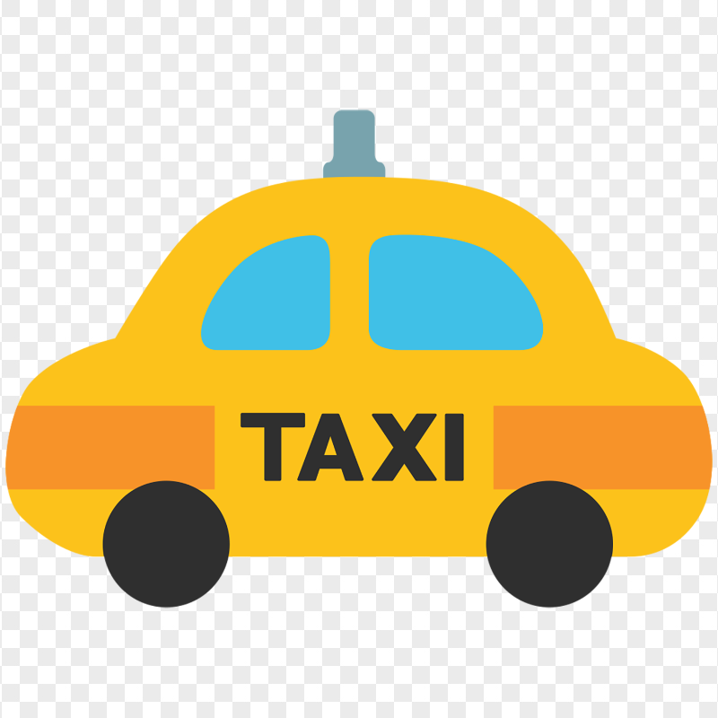 Vector Flat Cartoon Side View Taxi Car Cab Icon PNG