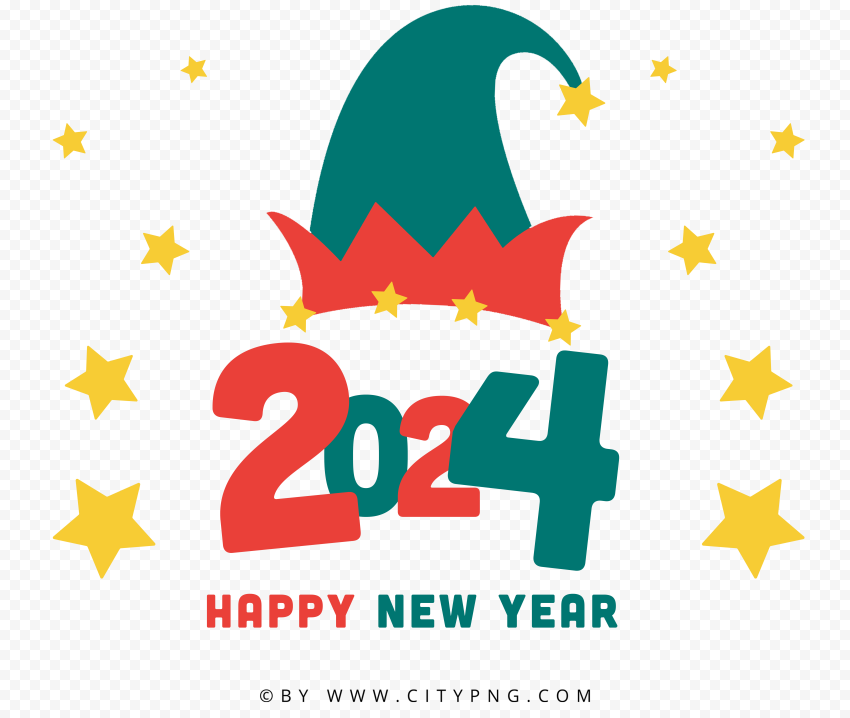 Vector Happy New Year 2024 Transparent Background