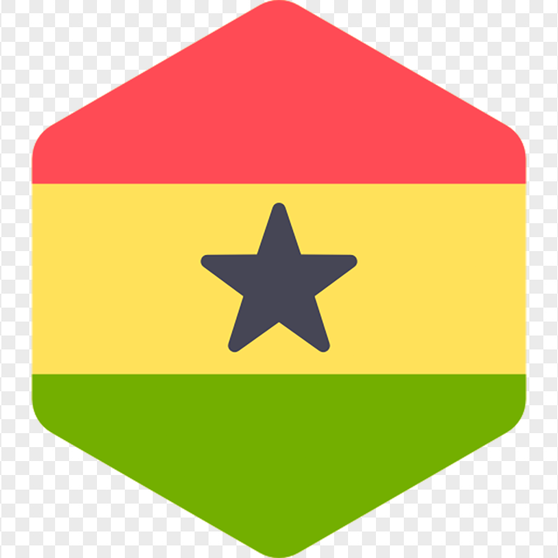 Vector Hexagon Ghana Flag Icon PNG