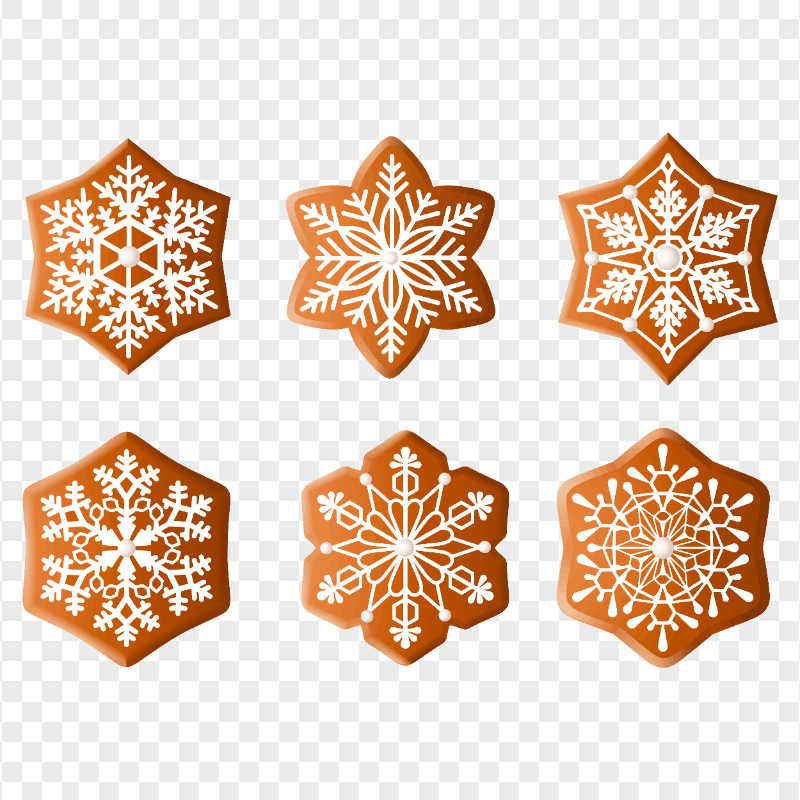 Vector Illustration Gingerbread Snowflakes Stars PNG