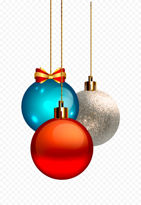 Vector Illustration Three Hanging Christmas Balls PNG