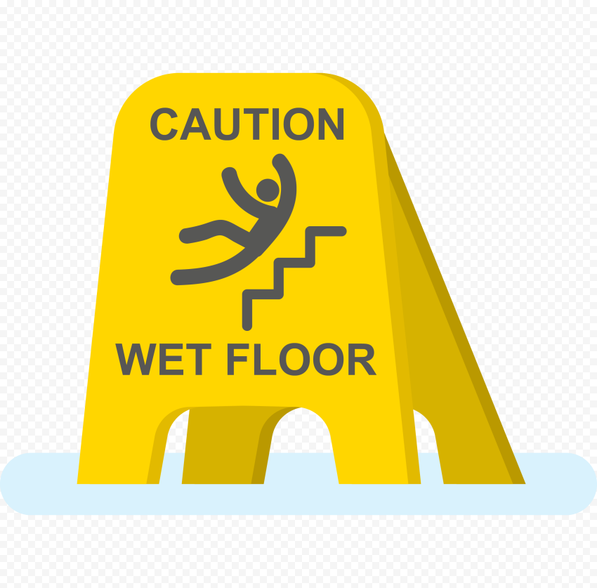 Vector Yellow Caution Wet Floor Sign PNG Image