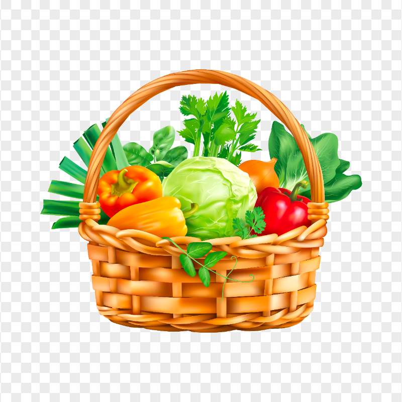Vegetables In Basket Natural Food Illustration HD PNG
