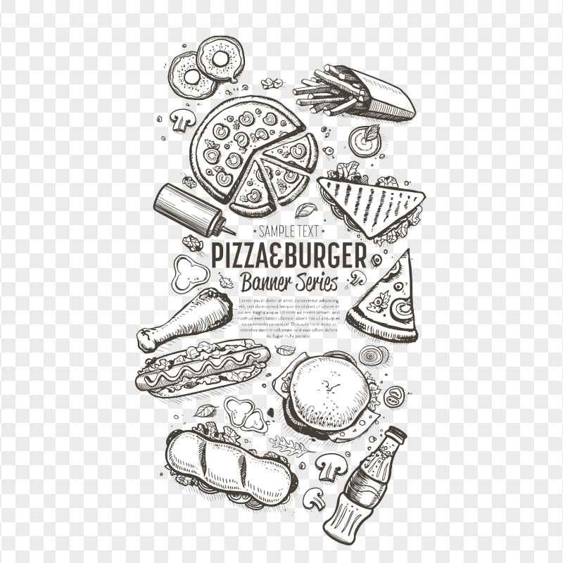 Vertical Vector Designs for Fast Food Doodles Image PNG