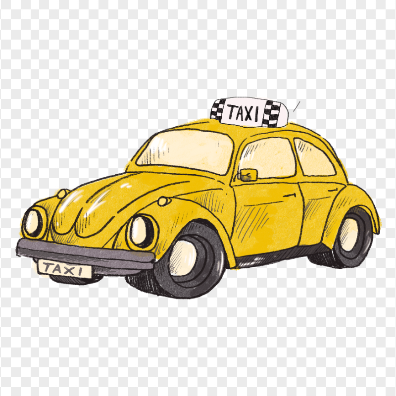 Vintage Yellow Cab Taxi HD PNG