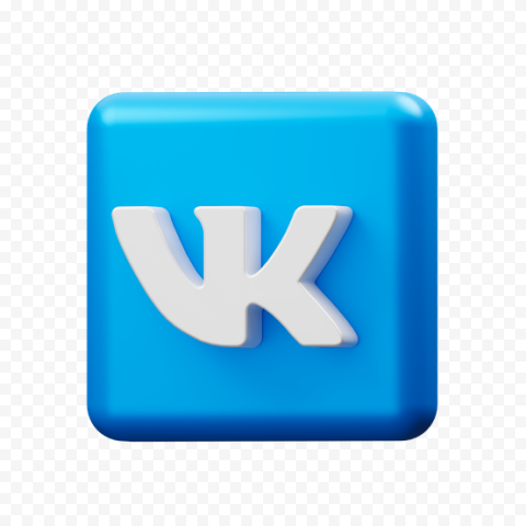 VK 3D Blue Square Icon PNG