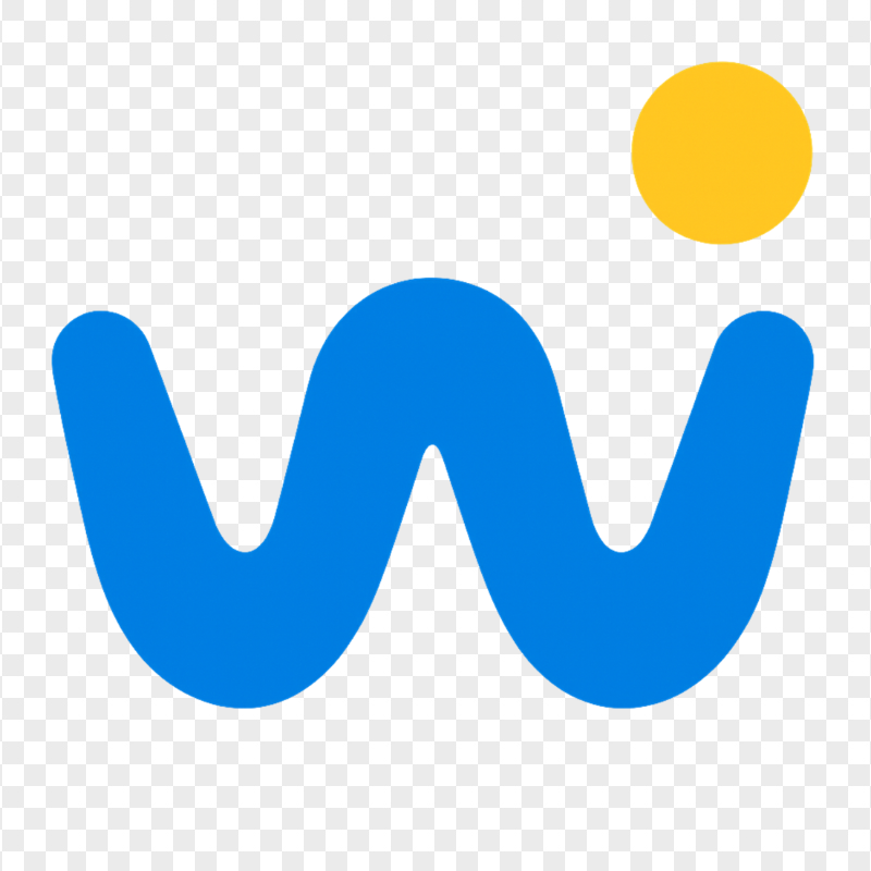 Abstract Blue W Letter Logo with Yellow Dot