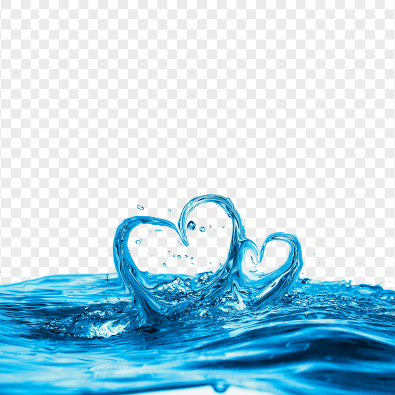 Water Splash Hearts Shapes PNG