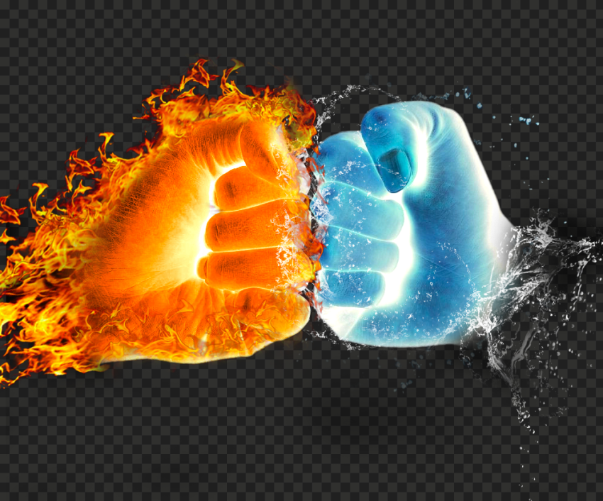Water Vs Fire Fists HD PNG | Citypng
