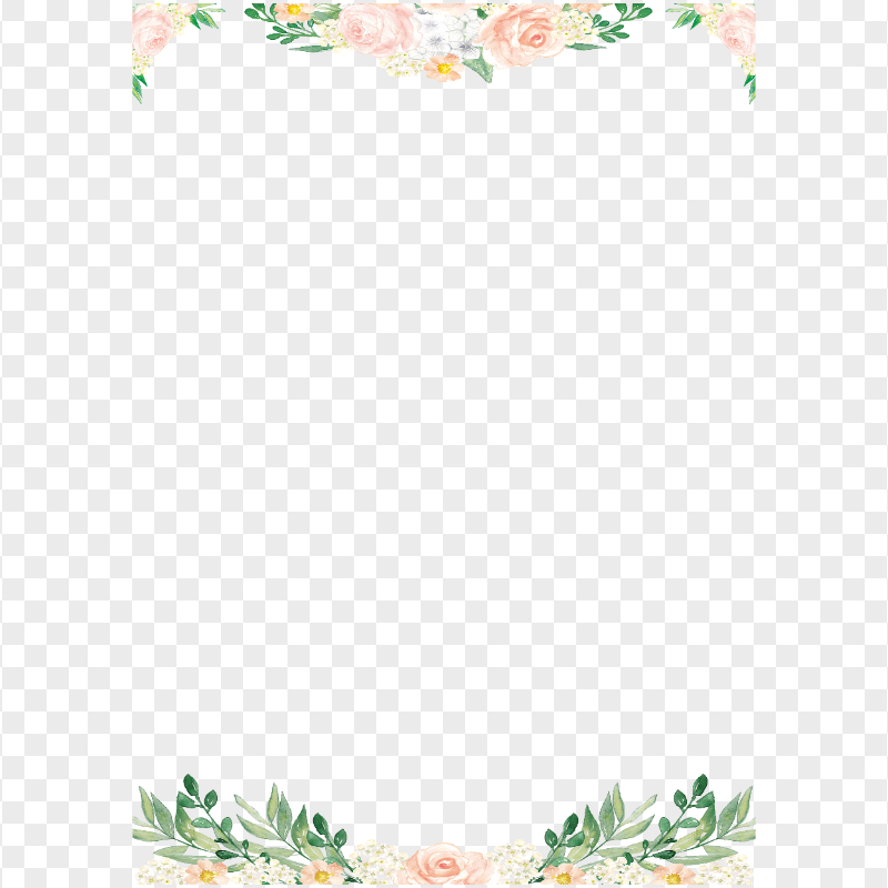 Watercolor Floral Frame Borders PNG Image