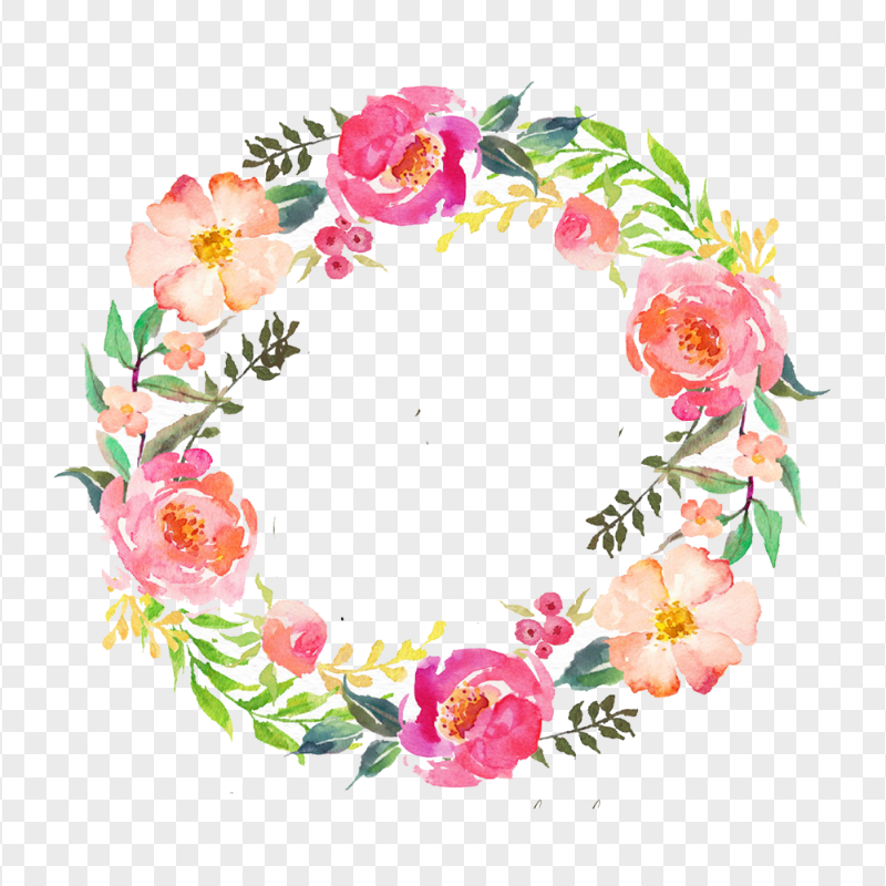 Watercolor Floral Wreath PNG Image