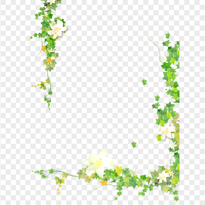 Watercolor Green Garden Branches Leaves Frame Borders