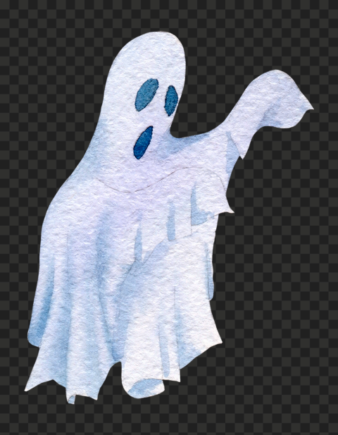 Watercolor Halloween Blue Ghost PNG