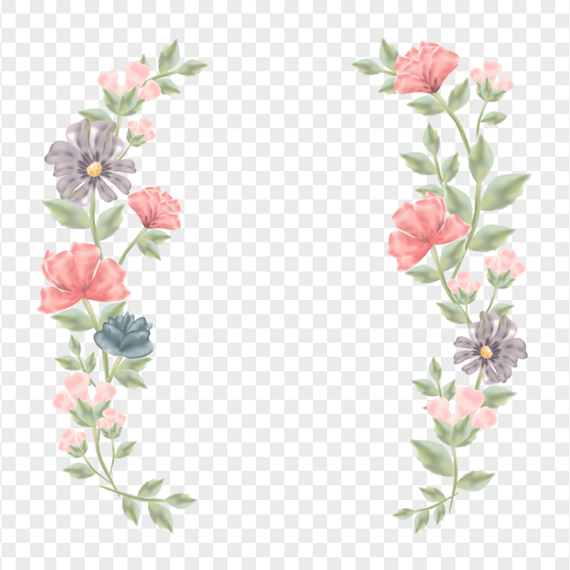 Watercolor Painting Two Flower Branches