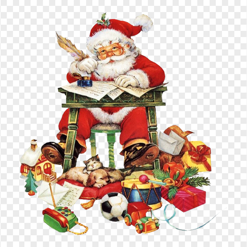 Watercolor Santa Write Christmas Letters Illustration