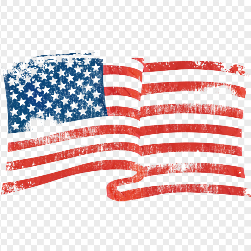 Waving American Flag Grunge Rubber Stamp Texture