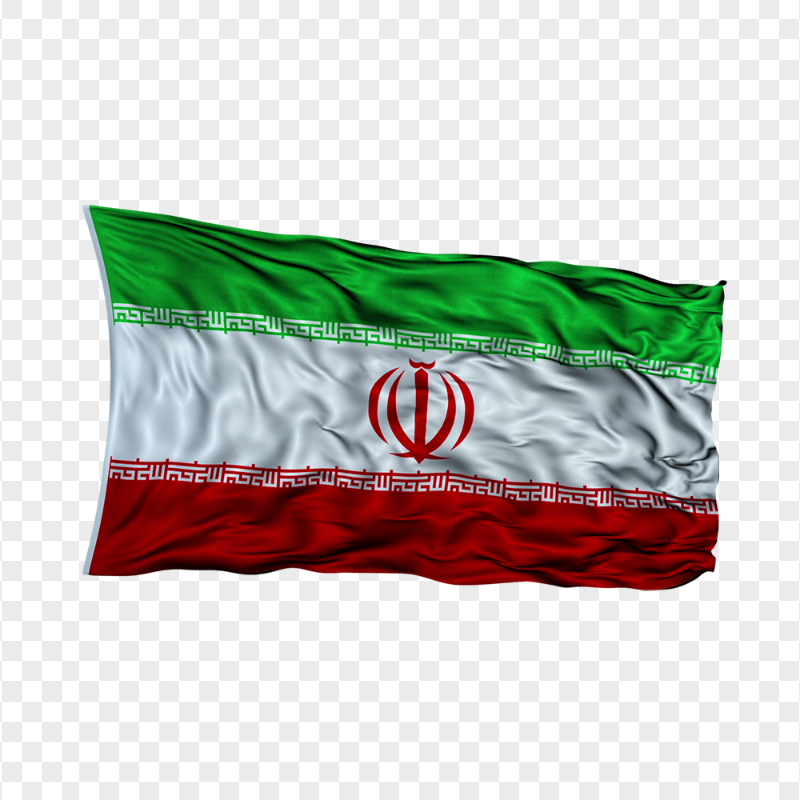Waving Realistic Iran Iranian Flag PNG