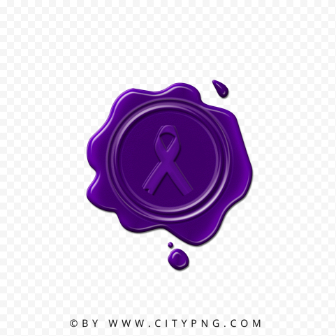 Wax Stamp Purple Cancers Logo Ribbon Sign PNG