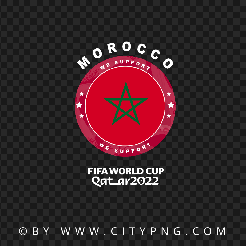 We Support Morocco World Cup 2022 Logo FREE PNG