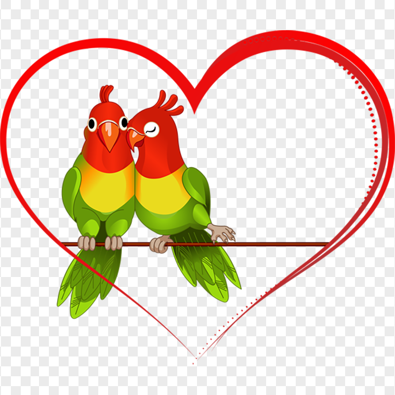 Wedding Red Outline Heart Budgie Love