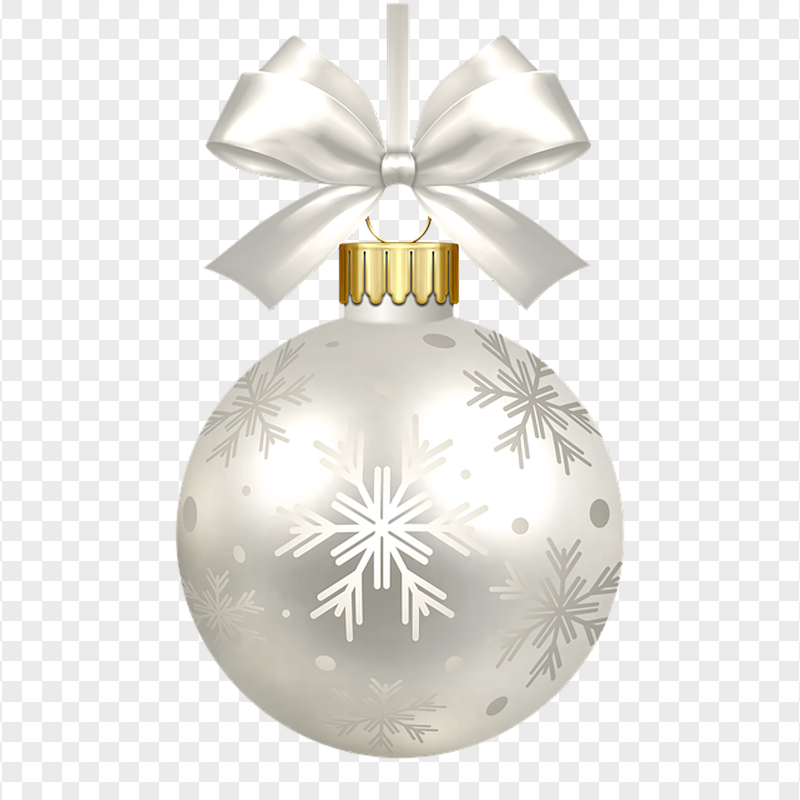 White Christmas Ornament Ball With Ribbon HD PNG