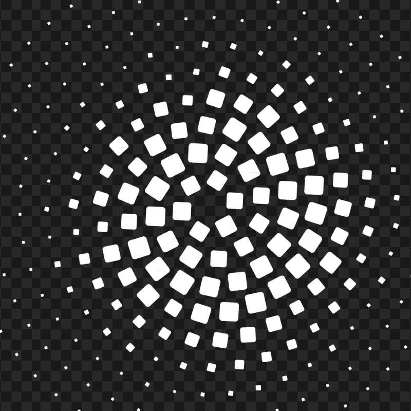 White Circular Halftone Square Pattern PNG
