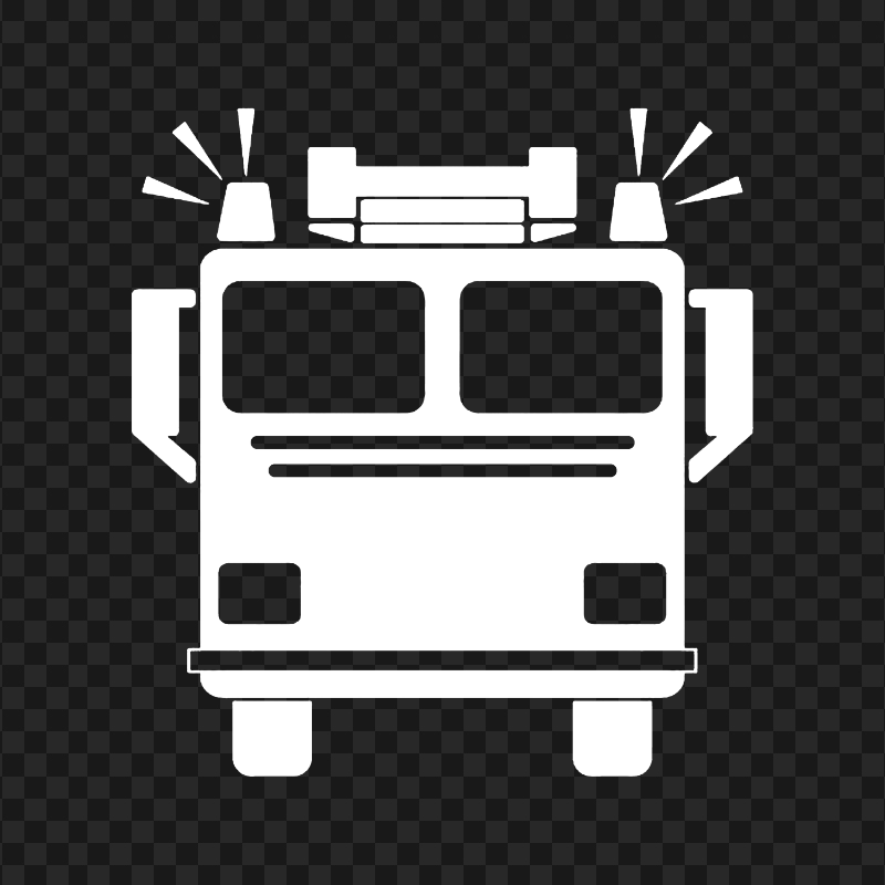 White Fire Truck Front View Icon PNG