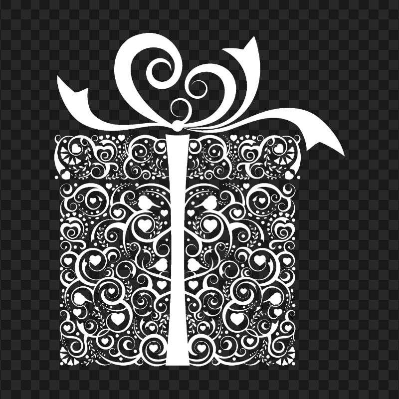 White Floral Aesthetic Gift Box Shape Silhouette HD PNG