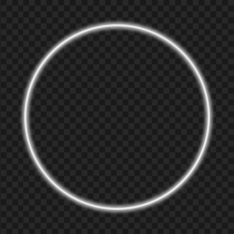 White Neon Glowing Circle Transparent Background