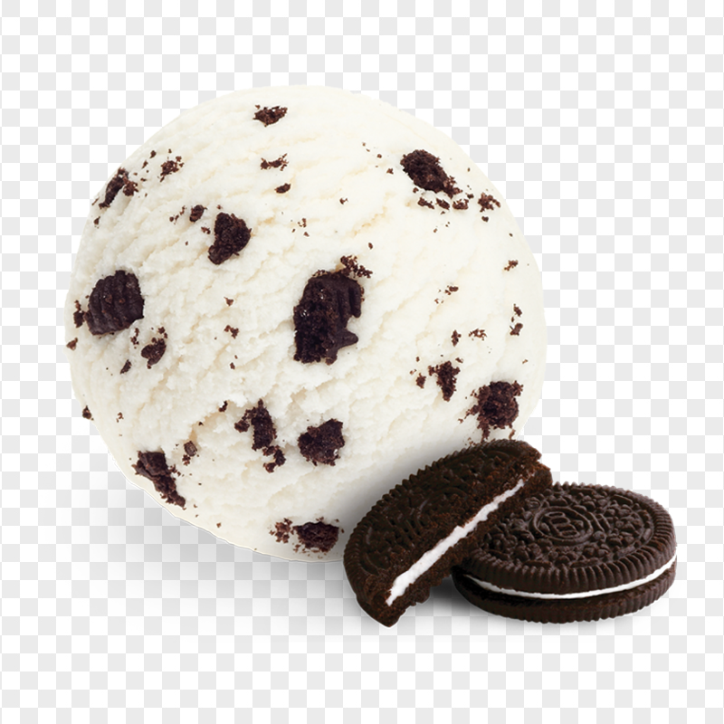 White Oreo Ice Cream Ball With Two Cookies