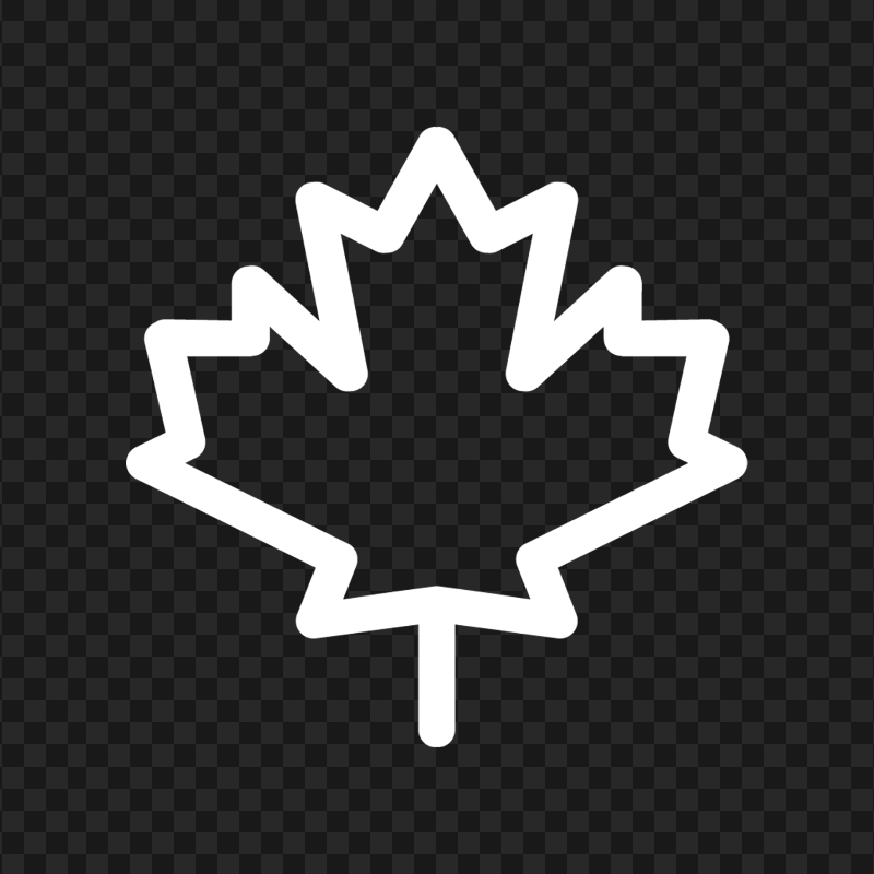 White Outline Canada Maple Icon HD PNG