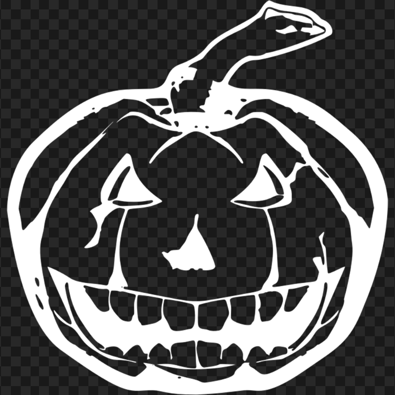 White Outline Drawing Halloween Pumpkin Shape