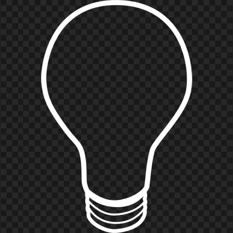White Outline Light Bulb Icon PNG