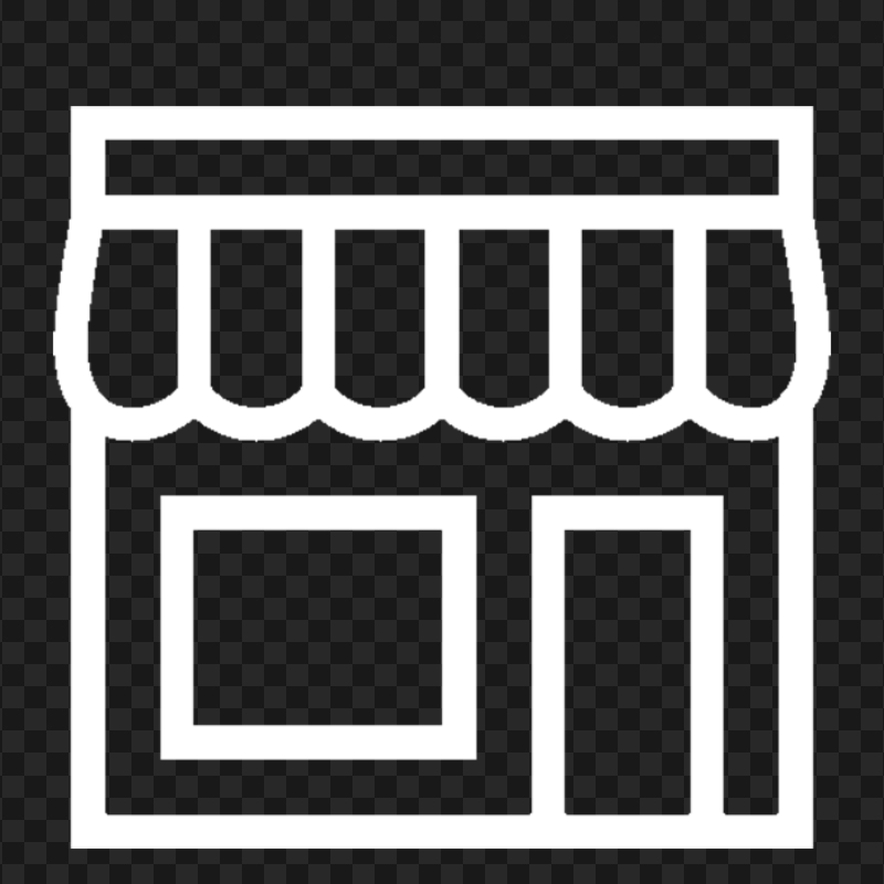 White Outline Market Store Shop Icon FREE PNG