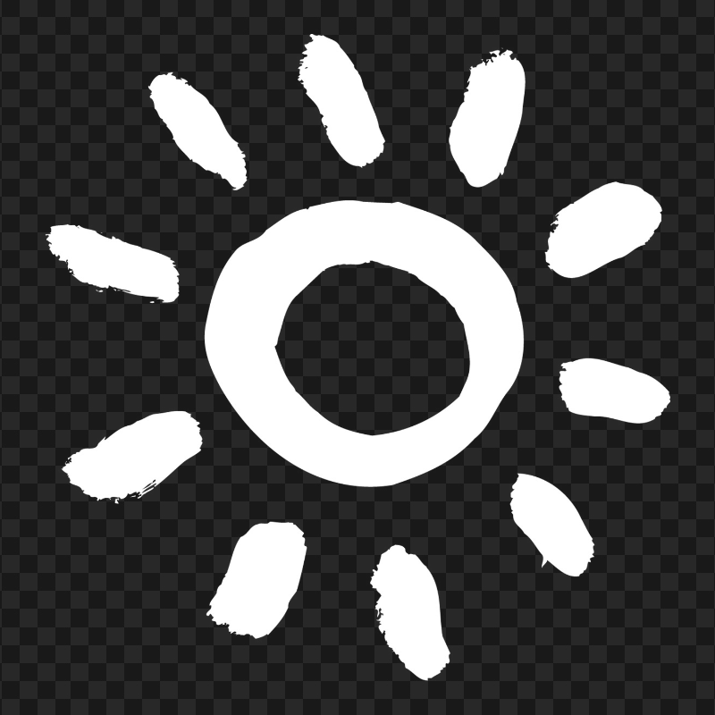 White Paint Brush Stroke Sun Icon PNG