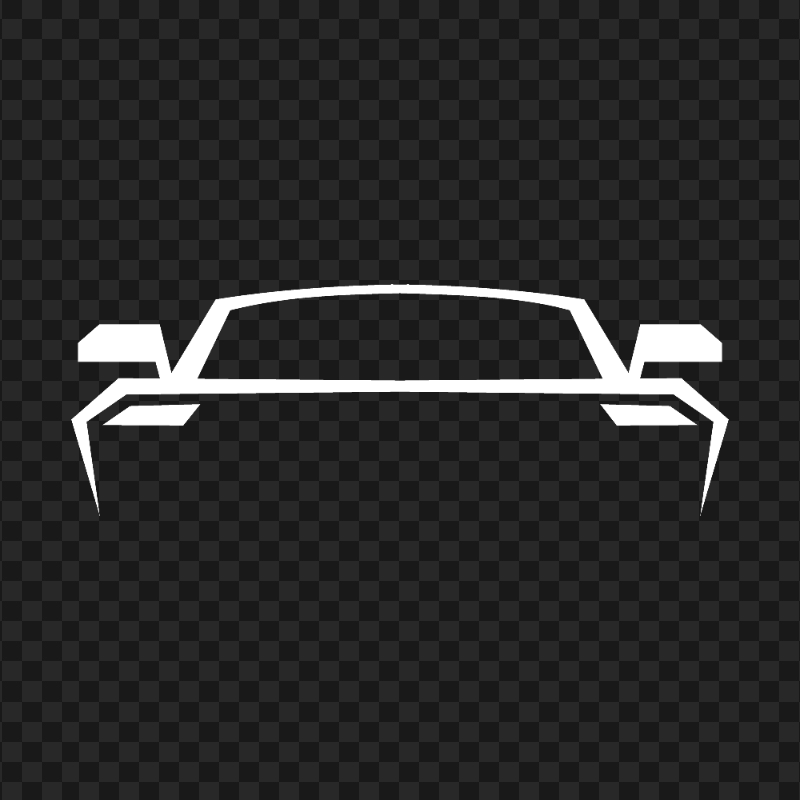 White Sport Car Silhouette Front View Transparent Background