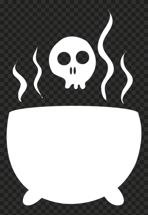 Witch Cauldron Pot White Silhouette PNG Image