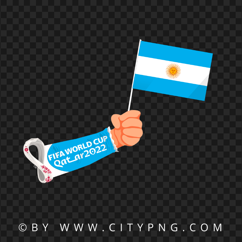 World Cup 2022 Hand Holding Argentina Flag Pole PNG