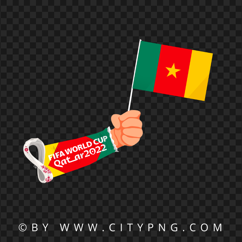 World Cup 2022 Hand Holding Cameroon Flag Pole HD PNG