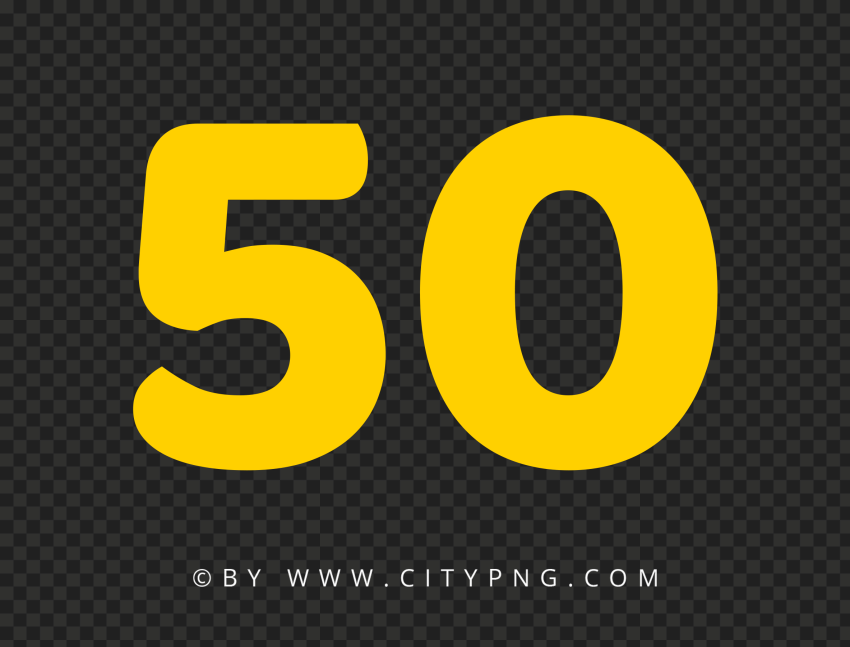 Yellow 50 Text Number FREE PNG Citypng