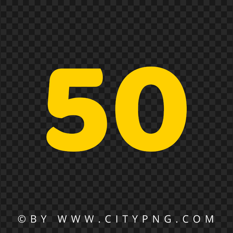 Yellow 50 Text Number FREE PNG