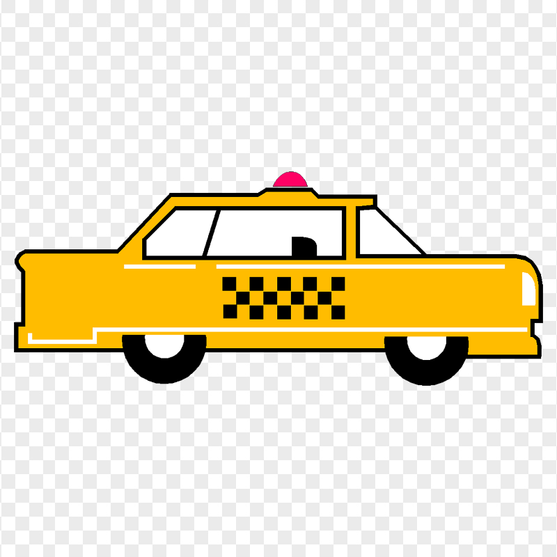 Yellow American Taxi Cab Checker Icon PNG