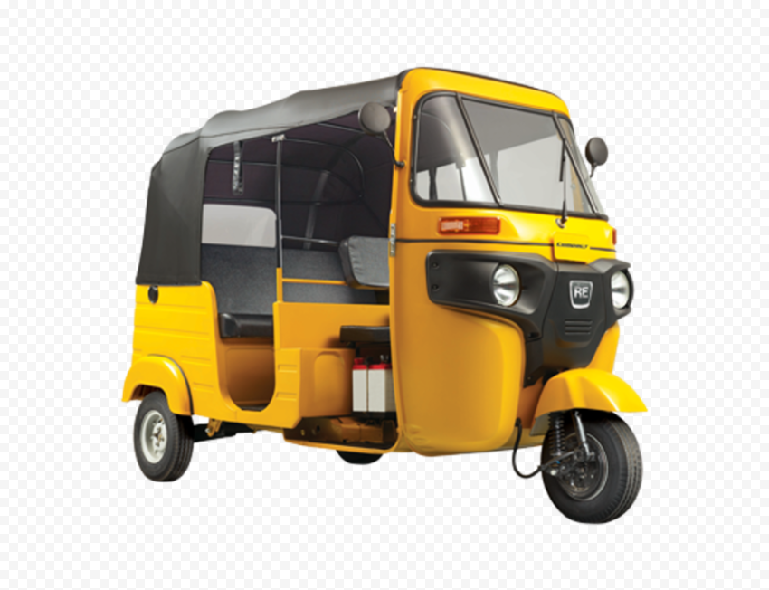 Yellow & Black Rickshaw Taxi Tuk Tuk PNG