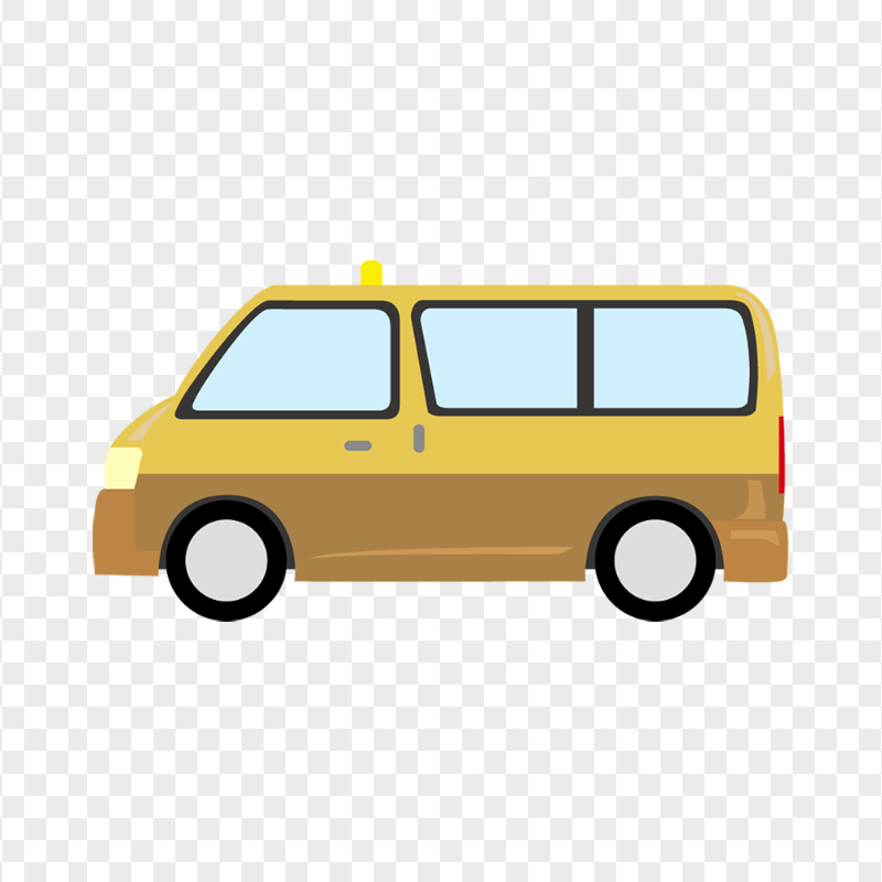 Yellow Flat Van Taxi Cab Icon PNG