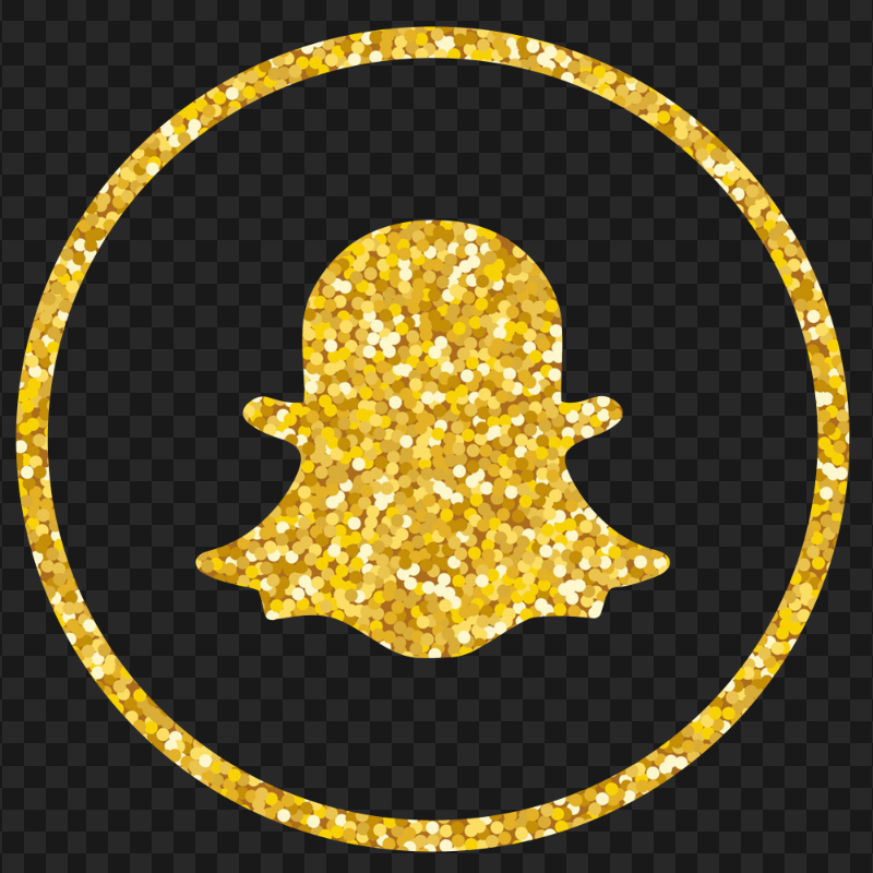 Yellow Glitter Round Outline Snapchat Logo Icon PNG