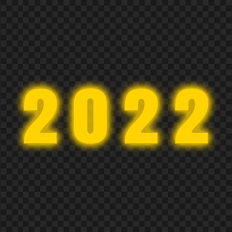 Yellow Glowing 2022 New Year HD PNG